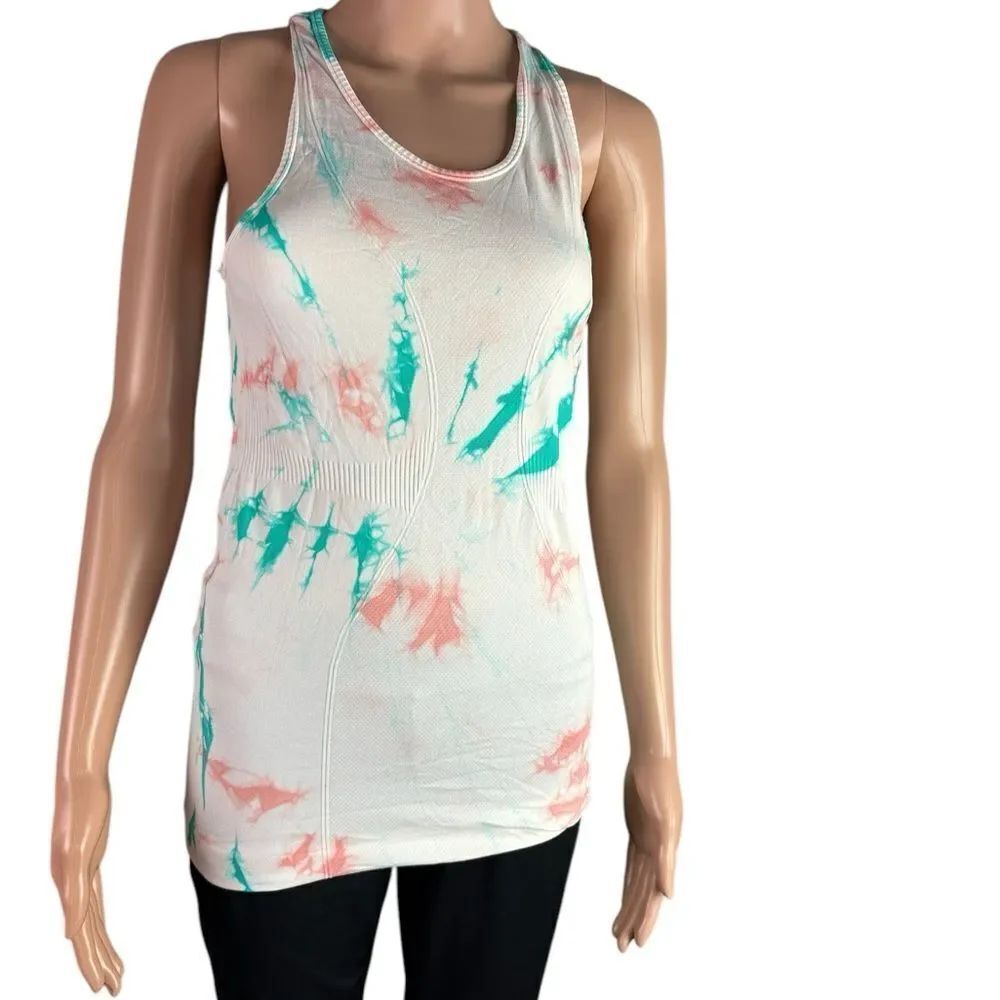 Zia Tie-Dye White, Green & Teal Athletic Tank Top